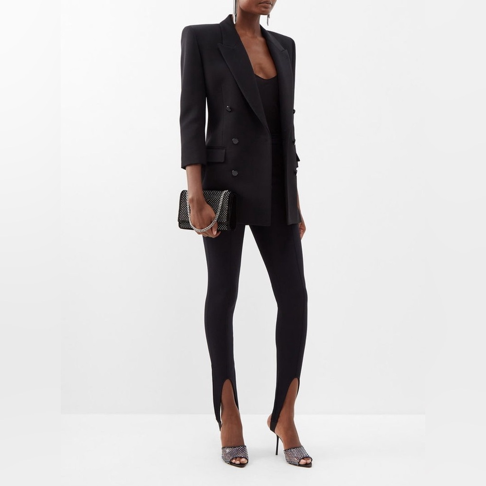 NWT Saint Laurent Paris Stirrup Leggings Black High-Waisted Jersey Pants